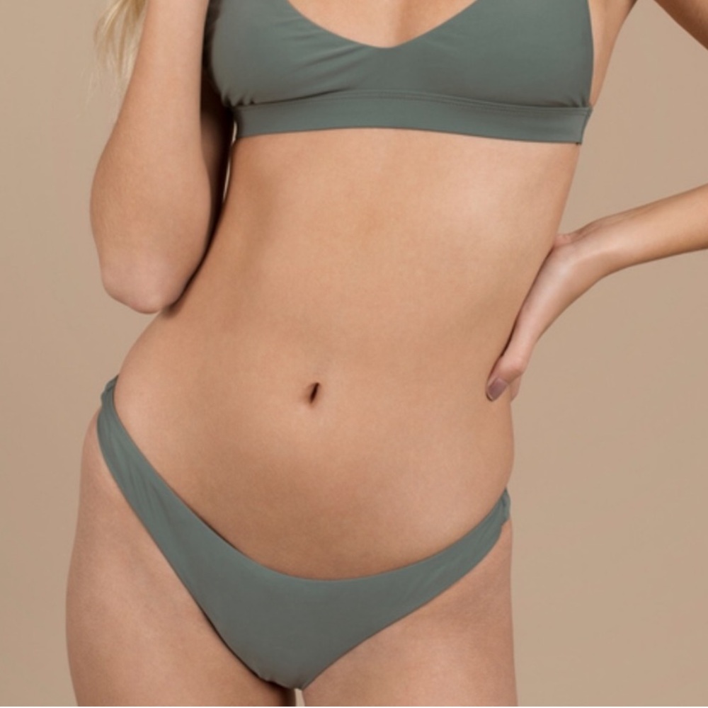 Tobi Olive Green Minimal Coverage Cheeky Bikini Bottom Size S